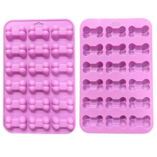 Bones silicone dog treat mould - pink, two sizes